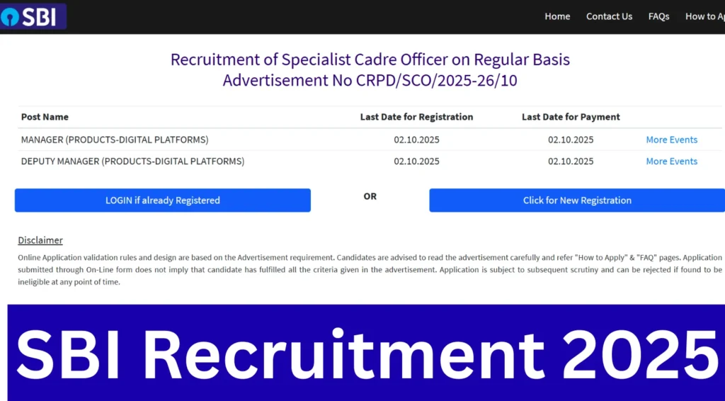 SBI Recruitment 2025 Notification Out for 122 Manager and Dy Manager Posts 1 State Bank of India (SBI) Recruitment 2025: Apply for 122 Manager (Credit Analyst), Manager (Products – Digital Platforms), Deputy Manager (Products – Digital Platforms) Posts
