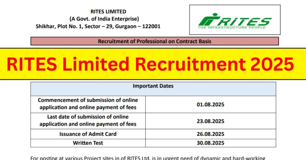 RITES Limited Recruitment 2025, Apply Online For 49 Technical Assistant and Senior Technical Assistant Posts 1 RITES Limited Recruitment 2025