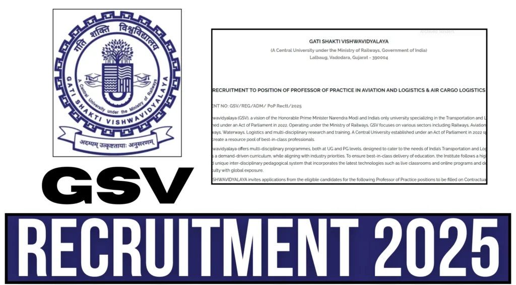 Gati Shakti University Recruitment 2025 for Professor of Practice in Aviation & Logistics 1 Gati Shakti University Recruitment 2025 for Professor of Practice in Aviation & Logistics
