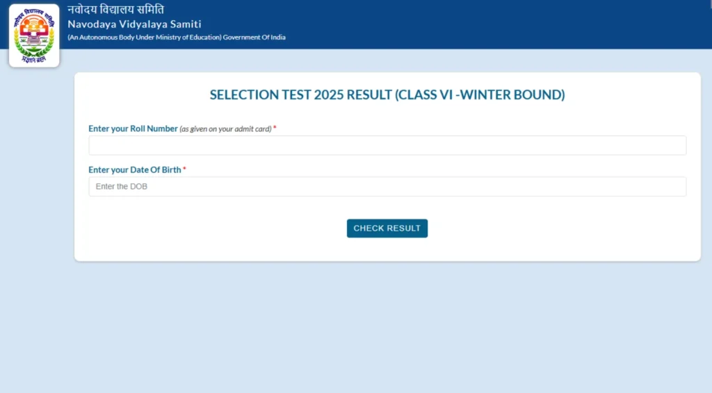 NVS Class 6 Winter Bound Result 2025 Declared: Check Now at navodaya.gov.in 1 NVS Class 6 Winter Bound Result 2025