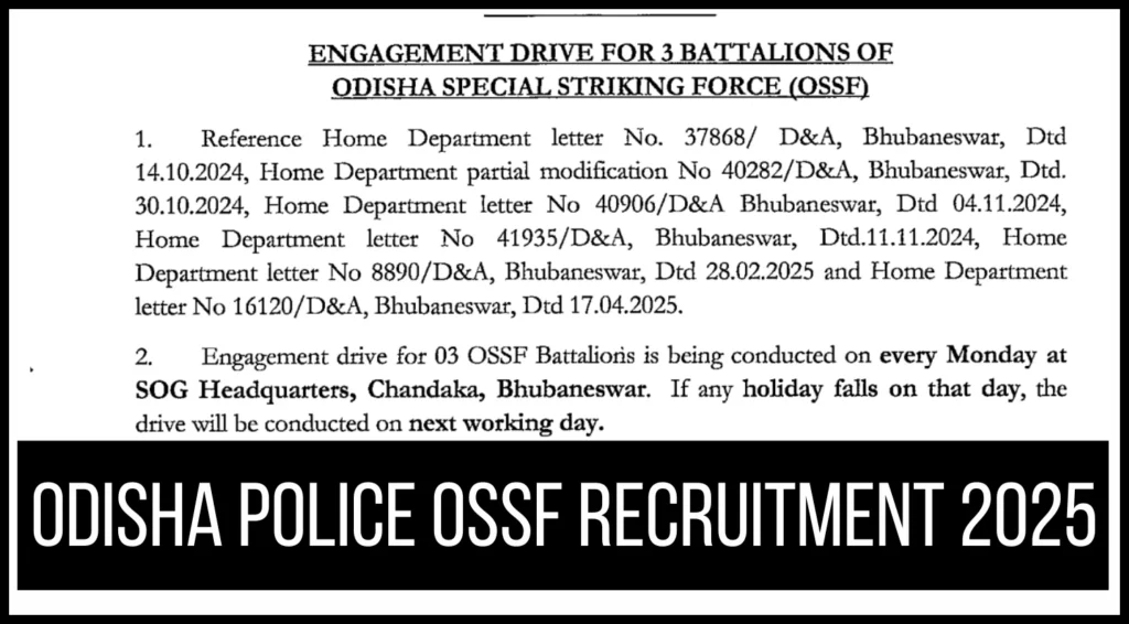 Odisha Police OSSF Recruitment 2025: Apply for 2820 Sepoy, NCO and Ministerial Post (TC / Steno) Positions 1 Odisha Police OSSF Recruitment 2025