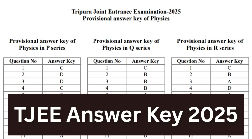 Tripura TJEE Answer Key 2025 Released, Check Answer Key at @tbjee.nic.in 1 Tripura TJEE Answer Key 2025 Released, Check Answer Key at @