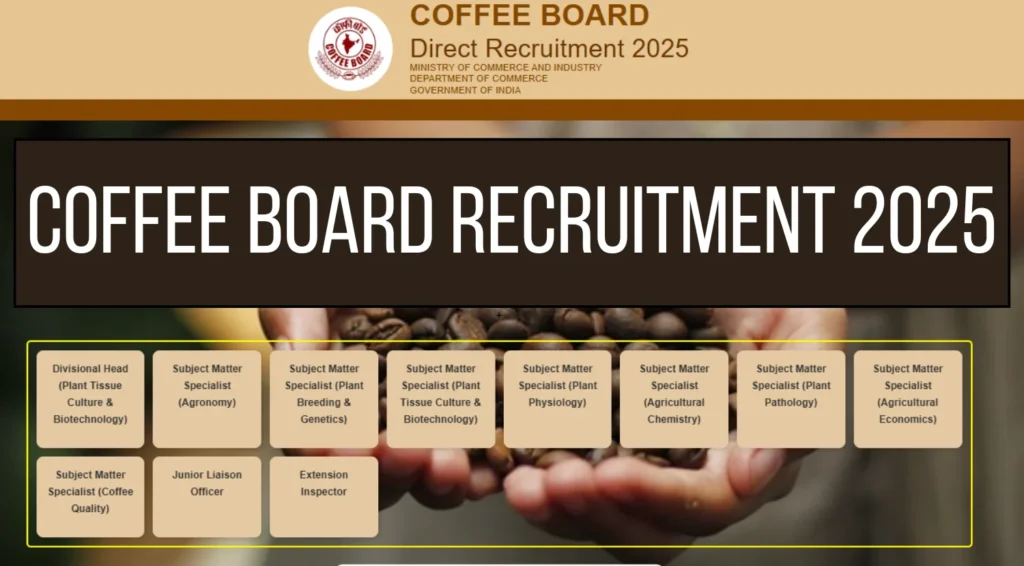 Coffee Board Recruitment 2025 Notification Out for 55 Vacancies: Apply Online for Subject Matter Specialist, Junior Liaison Officer & More 1 Coffee Board Recruitment 2025 Notification Out for 55 Vacancies
