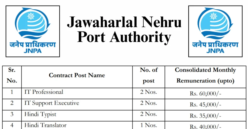 JNPA Recruitment 2025, Apply for 21 Executive, Field Engineer & Other Posts 1 JNPA Recruitment 2025