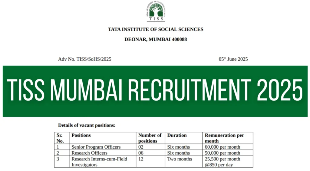 TISS Mumbai Recruitment 2025: Apply for 20 Project Staff Vacancies 1 TISS Mumbai Recruitment 2025