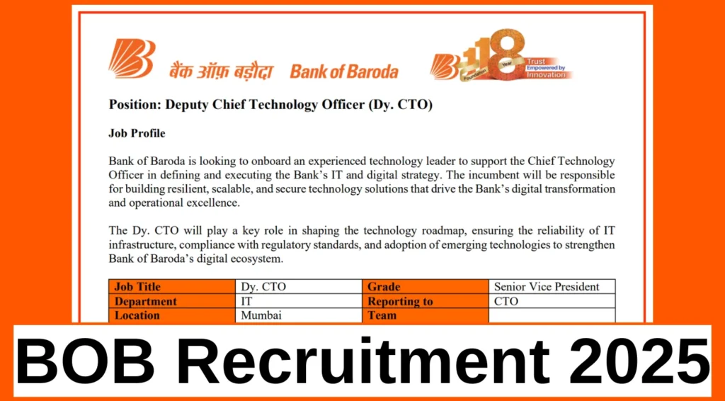 BOB Recruitment 2025 for Senior Positions on Contractual Basis 1 BOB Recruitment 2025 for Senior Positions on Contract