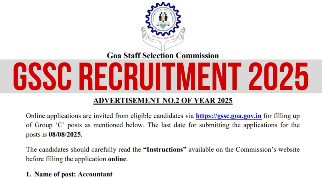 GSSC Recruitment 2025, Apply Online for 439 Junior Engineer, Accountant, Inspector & Other Posts 1 GSSC Recruitment 2025
