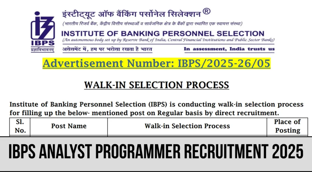IBPS Analyst Programmer Notification 2025 Released, Walk in on July 9 1 IBPS Analyst Programmer Notification 2025 Released