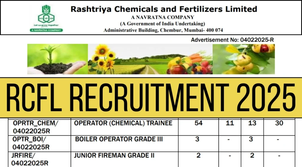 RCFL Recruitment 2025 Notification Out for 74 Operator, Technician, Fireman & Other Posts 1 RCFL Recruitment 2025