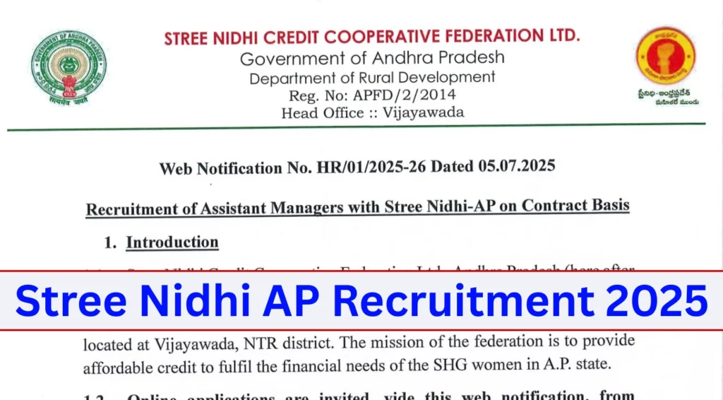 Stree Nidhi AP Assistant Manager Recruitment 2025 Notification out for 170 Posts 1 Stree Nidhi AP Assistant Manager Recruitment 2025