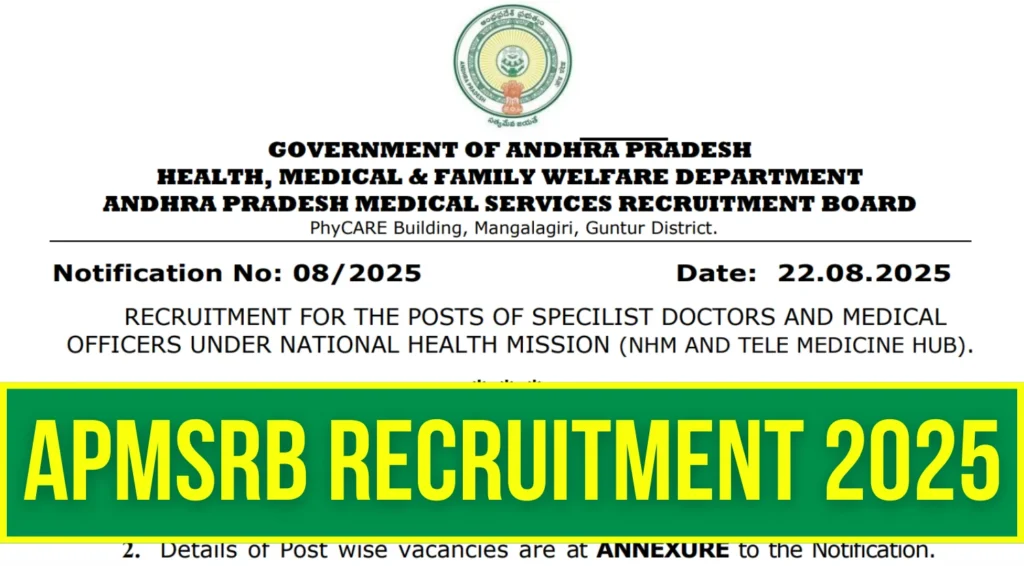 APMSRB Recruitment 2025 Notification Out, 185 MO & Specialist Vacancies 1 APMSRB Recruitment 2025