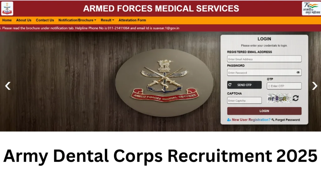 Army Dental Corps Recruitment 2025, Notification Out, Apply Online Begins 1 Army Dental Corps Recruitment 2025