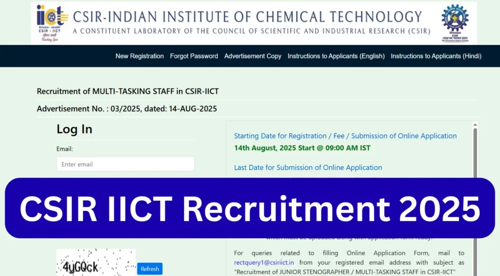 CSIR IICT Recruitment 2025 Notification and Online Form for MTS and Steno Posts 1 CSIR IICT Recruitment 2025