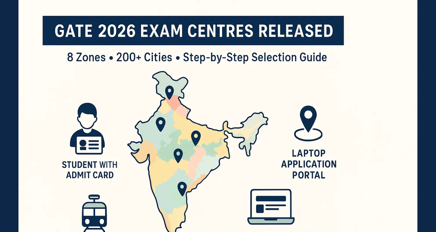 GATE 2026 Exam Centres Released: Zone-Wise City List, How to Select & Add Centres 1 GATE 2026 Exam Centres Released Zone-Wise City List How to Select Add Centres