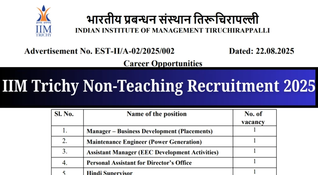 IIM Trichy Non-Teaching Recruitment 2025 Notification Out for MTS, GET and More Vacancies 1 IIM Trichy Non-Teaching Recruitment 2025