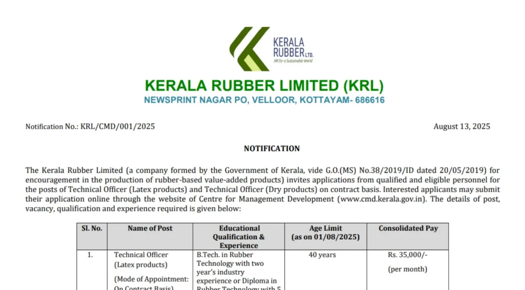 KRL Recruitment 2025: Apply Online for Technical Officer Posts 1 KRL Recruitment 2025
