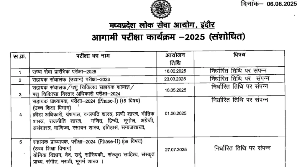 MPPSC Revised Exam Calendar 2025 Released: Check All Important Dates Here 1 MPPSC Revised Exam Calendar 2025