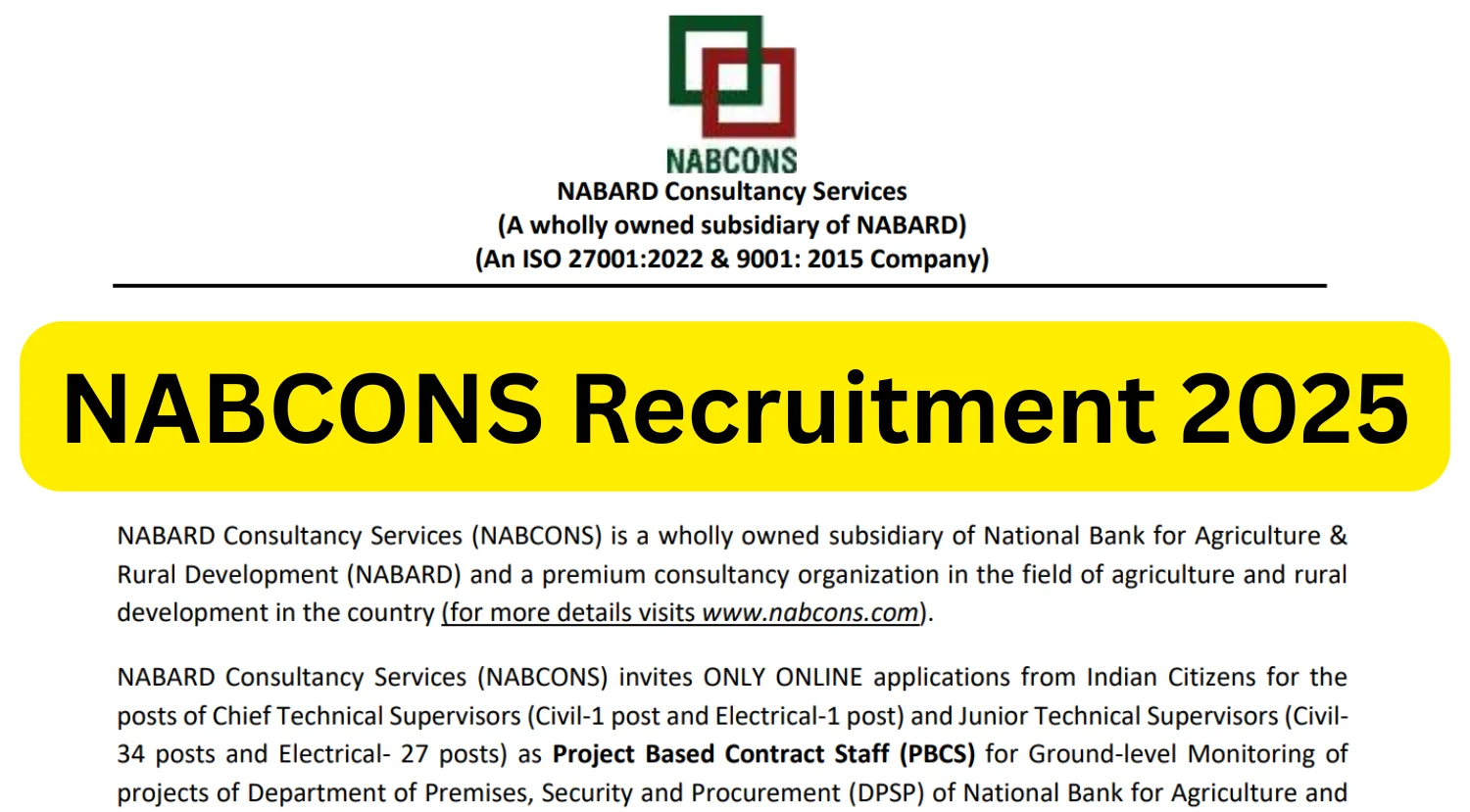 NABCONS Recruitment 2025