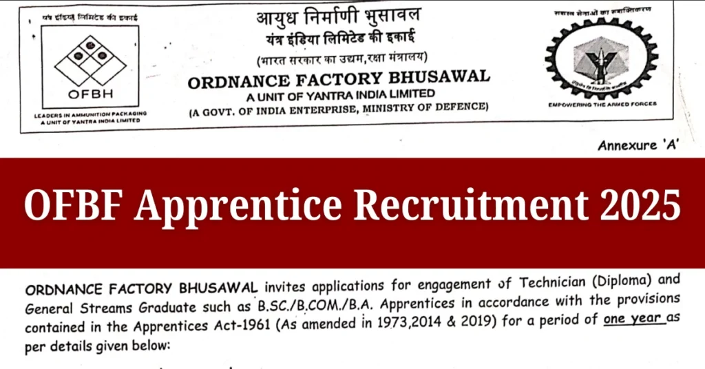 OFBF Apprentice Notification 2025 Out for 46 Diploma & Graduate Apprentices 1 OFBF Apprentice Recruitment 2025