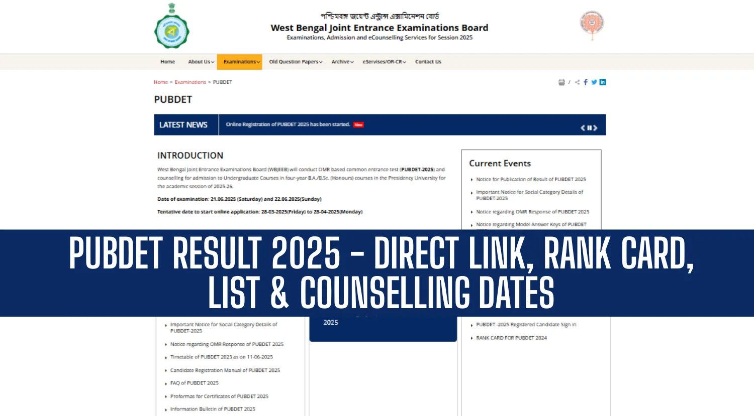 PUBDET Result 2025 OUT @wbjeeb.nic.in: Get Direct Link, Rank Card, List & Counselling Dates 1 PUBDET Result 2025
