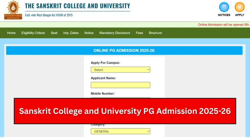 Sanskrit College and University PG Admission 2025-26 Link Live for MA Courses at Kolkata & Nabadwip Campuses 1 Sanskrit College and University PG Admission 2025-26