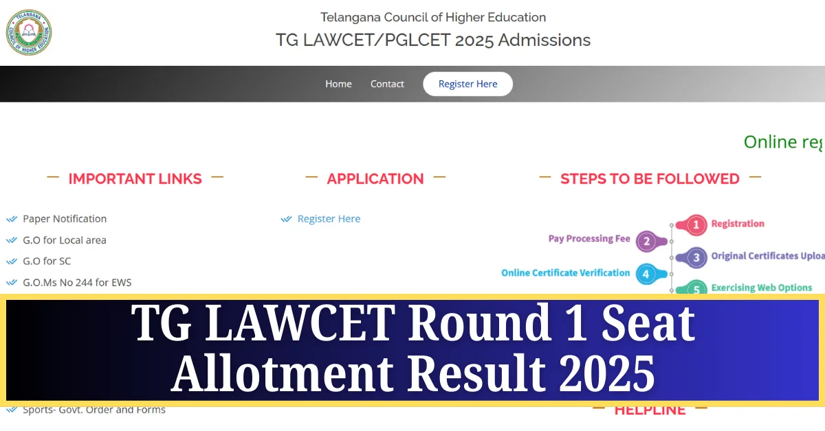 TG LAWCET Round 1 Seat Allotment Result 2025