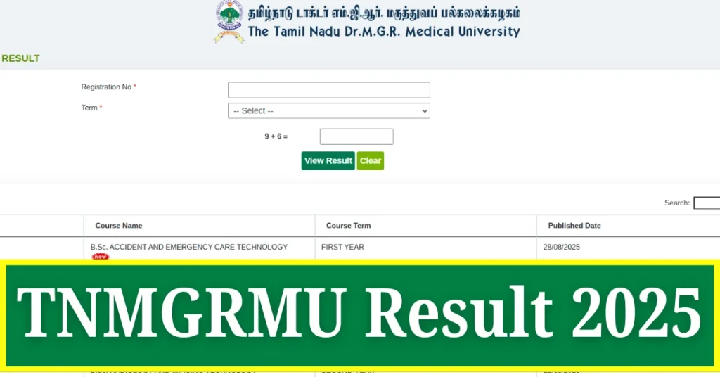 TNMGRMU Result 2025 OUT, Download UG & PG Marksheet Link@ tnmgrmu.ac.in 1 TNMGRMU Result 2025