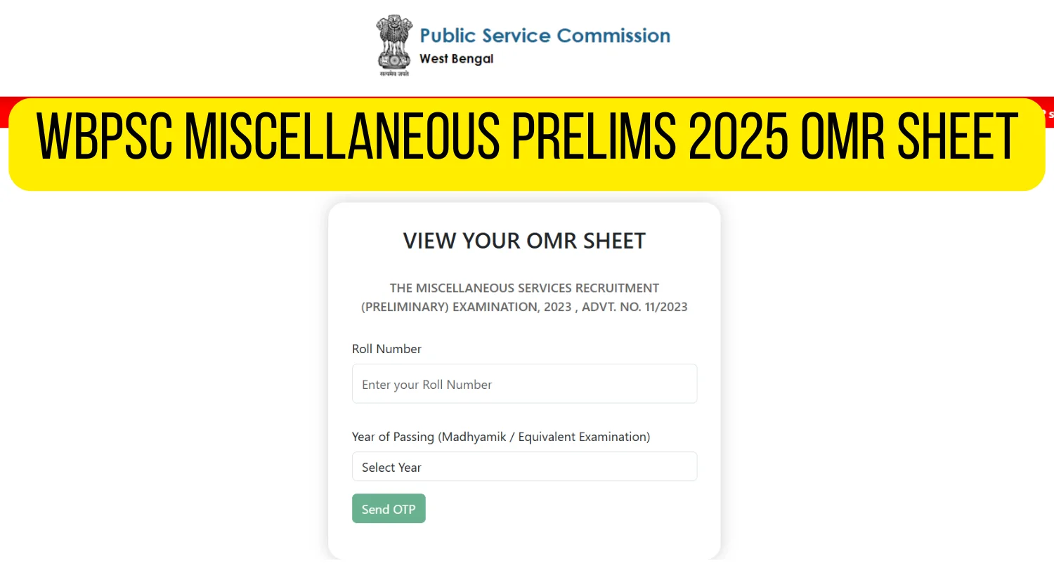 WBPSC Miscellaneous Prelims OMR Sheet 2025 Now Available for Candidates