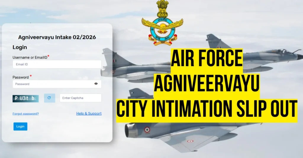 Air Force Agniveervayu City Intimation Slip 2025 OUT, IAF Intake 02/2026 Direct Exam City Link Here 1 Air Force Agniveervayu City Intimation Slip OUT, IAF Intake 02/2026 Direct Exam City Link Here