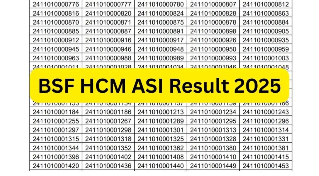 BSF HCM ASI Result 2025 Out at rectt.bsf.gov.in, PST PET Shortlist, Vacancies & Next Steps 1 BSF HCM ASI Result 2025 declared at rectt.bsf.gov.in. Check PST PET shortlist, vacancies, next exam details for HC Ministerial, ASI Steno & Havaldar Clerk.