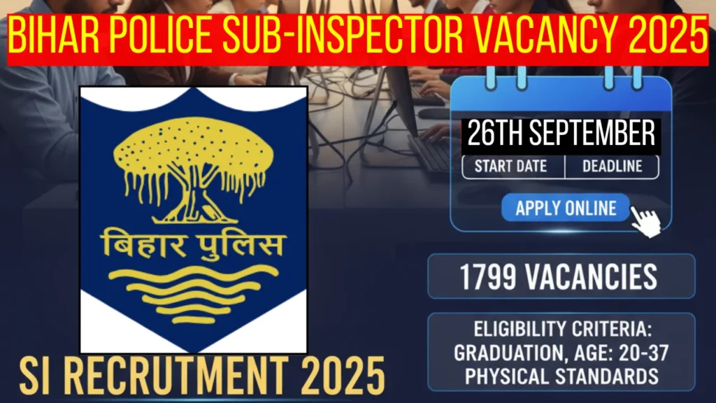 Bihar Police SI Prelims Admit Card 2025 OUT for 1799 Vacancies, Hall Ticket Link Here 1 Bihar Police SI Recruitment 2025 Notification Out, Apply Online for 1799 Sub-Inspector Vacancies