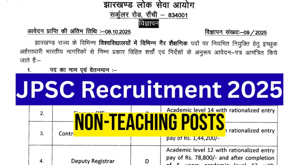JPSC Recruitment 2025: Apply Online for Non-Teaching Posts in Universities of Jharkhand 1 JPSC Recruitment 2025 for Non-Teaching Posts