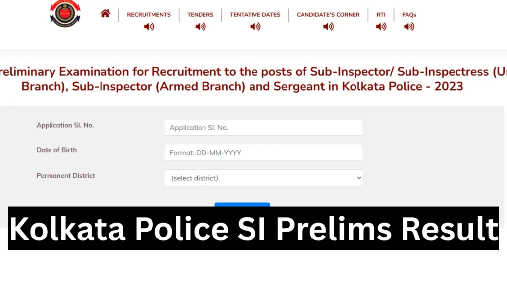 Kolkata Police SI Result 2024 OUT for Prelims Exam, Direct Result Link Here 1 Kolkata Police SI Prelims Result Out