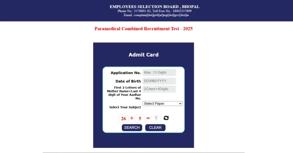 MPESB Group-5 Paramedical Staff Admit Card 2025 Out @esb.mp.gov.in, Download Hall Ticket PDF 1 MPESB Group-5 Paramedical Staff Admit Card 2025