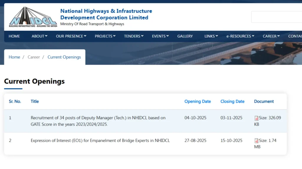 NHIDCL Recruitment 2025 Notification Out for 34 Deputy Manager Posts, Apply Online 1 NHIDCL Recruitment 2025 Notification Out for 34 Deputy Manager Posts, Apply Online