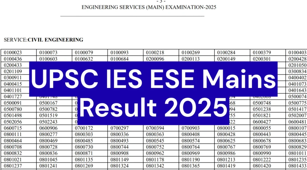 UPSC IES ESE Mains Result 2025 Out, Check Engineering Services Result PDF 1 UPSC IES ESE Mains Result 2025 Out, Check Engineering Services Result PDF