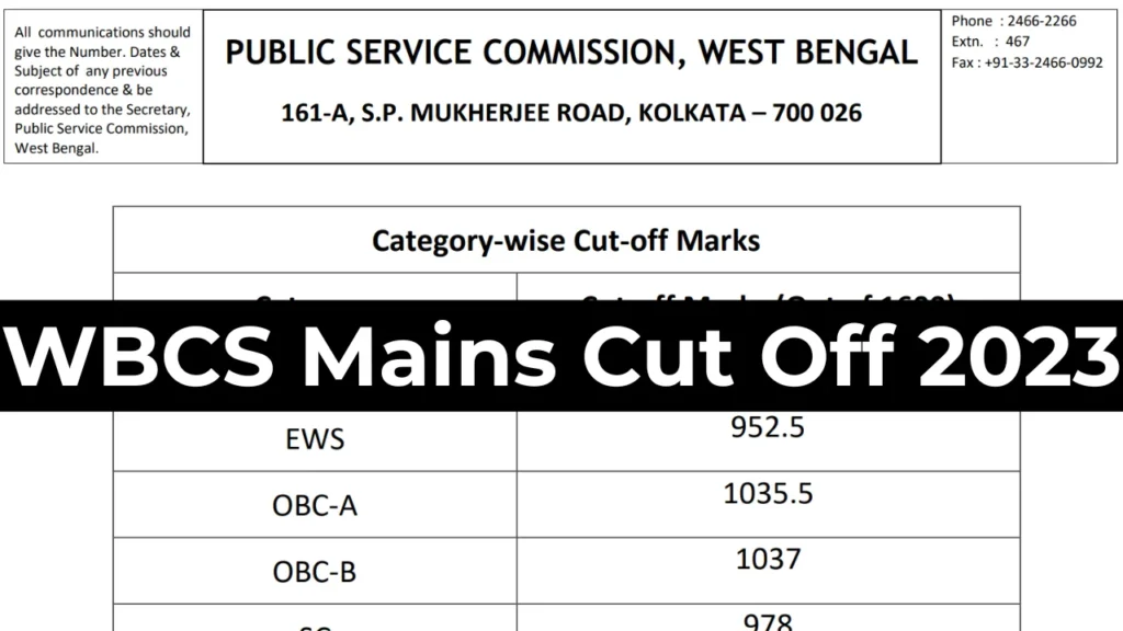 WBCS Mains Cut Off 2023 Out: Official Marks Released for Group A and B 1 WBCS Mains Cut Off 2023
