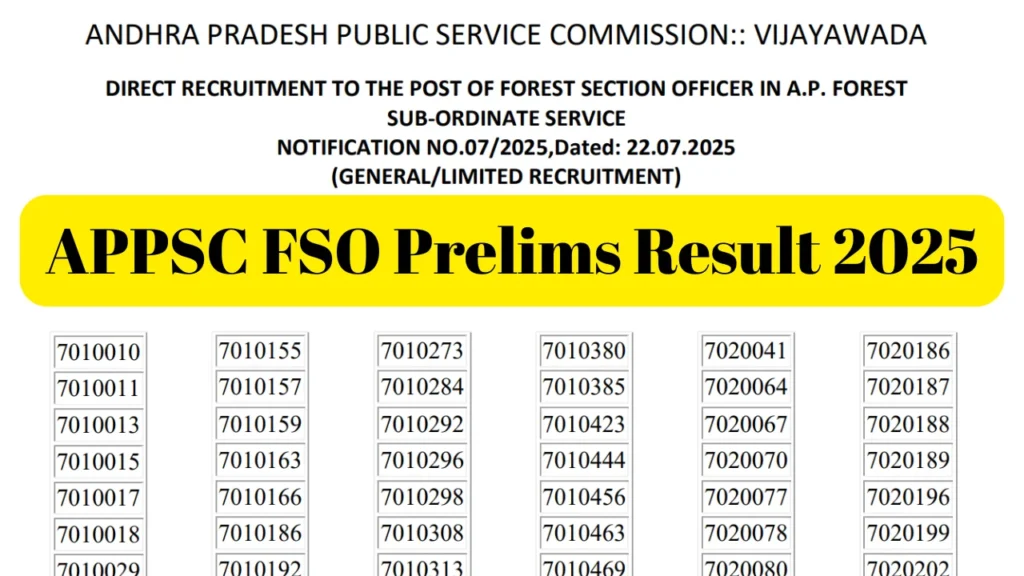 APPSC FSO Result 2025 Out at psc.ap.gov.in, Check Forest Section Officer Screening Test Merit List 1 APPSC FSO Result 2025 Out at psc.ap.gov.in, Check Screening Test Merit List