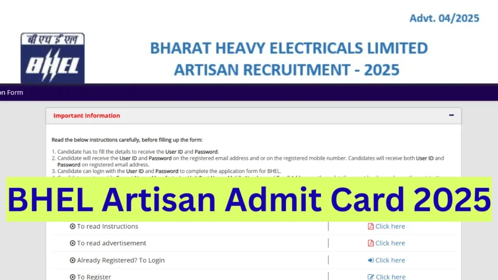 BHEL Artisan Admit Card 2025 Out @careers.bhel.in, Direct Hall Ticket Link Here 1 BHEL Artisan Admit Card 2025