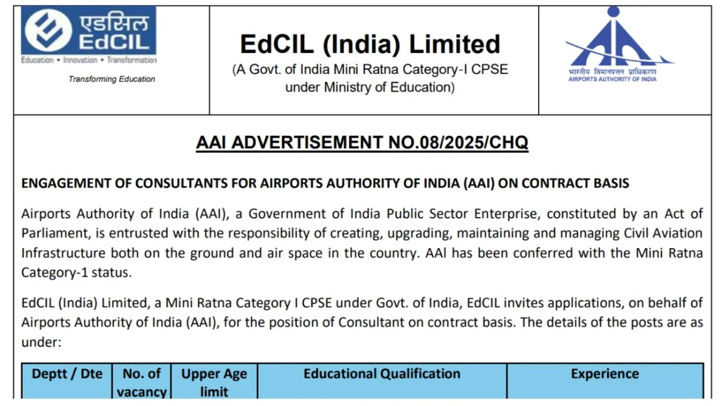 EdCIL AAI Recruitment 2025: Apply for Consultant Posts 1 EdCIL AAI Recruitment 2025