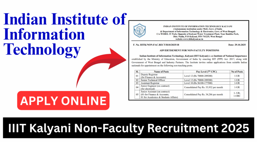 IIIT Kalyani Non-Faculty Recruitment 2025 Notification Out, Apply Online 1 IIIT Kalyani Non-Faculty Recruitment 2025 Notification Out, Apply Online