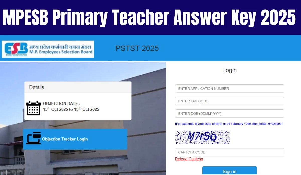 MPESB Primary Teacher Answer Key 2025