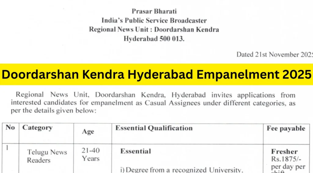 Doordarshan Kendra Recruitment 2025 Notification Out, Apply For Casual Assignee Posts 1 Doordarshan Kendra Recruitment 2025