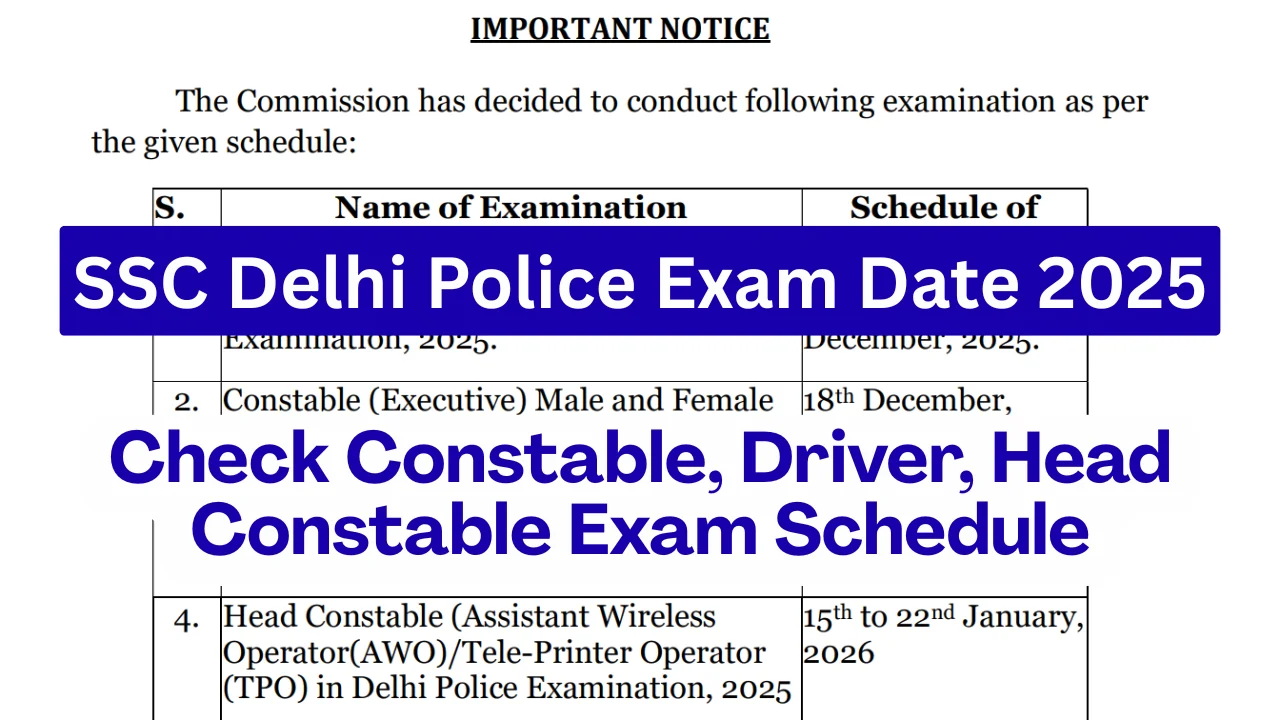 SSC Delhi Police Exam City Slot Selection 2025 Link Active, Exam Dates Out @ssc.gov.in, Check Schedule 2 SSC Delhi Police Exam Date 2025 Out, Check Constable, Driver, Head Constable Exam Schedule