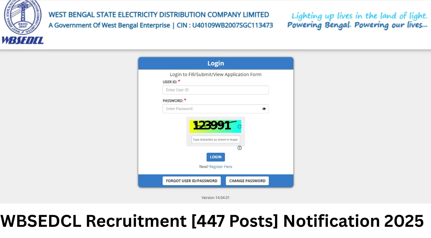 WBSEDCL Recruitment [447 Posts] Notification 2025