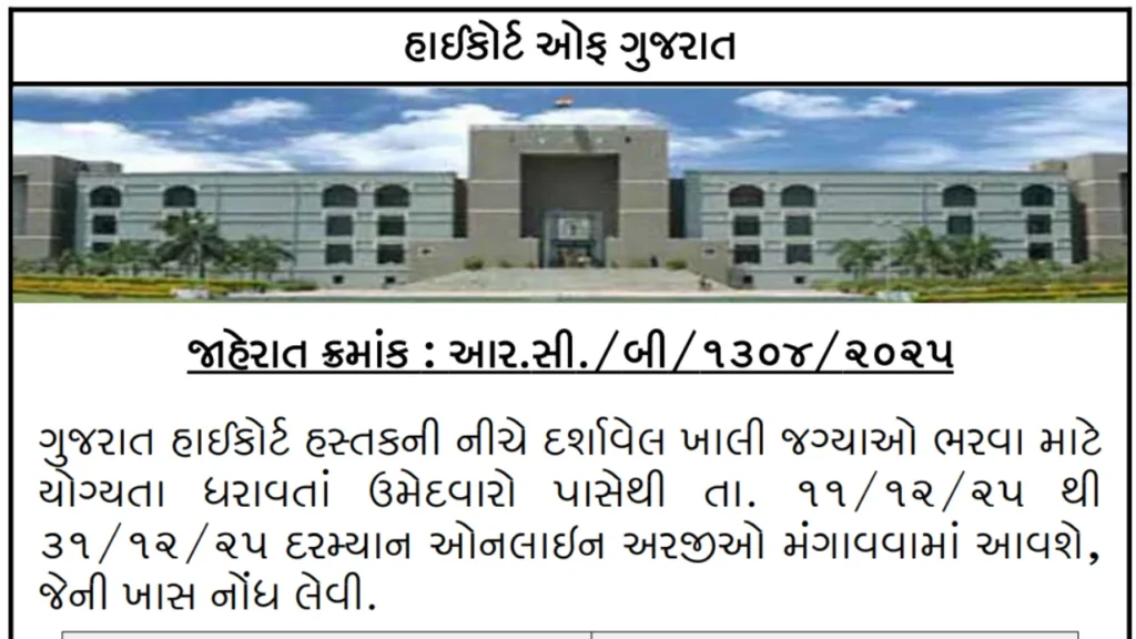 Gujarat High Court Recruitment 2025 Notification Out for Head Cook (Class-C) and Attendant-cum-Cook (Class-D) 1 Gujarat High Court Recruitment 2025 Notification Out for Head Cook (Class-C) and Attendant-cum-Cook (Class-D)