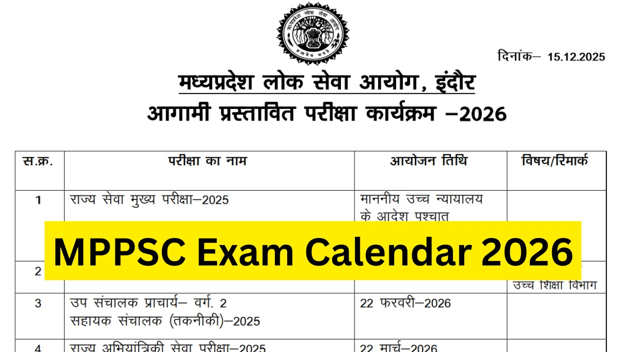 MPPSC Exam Calendar 2026