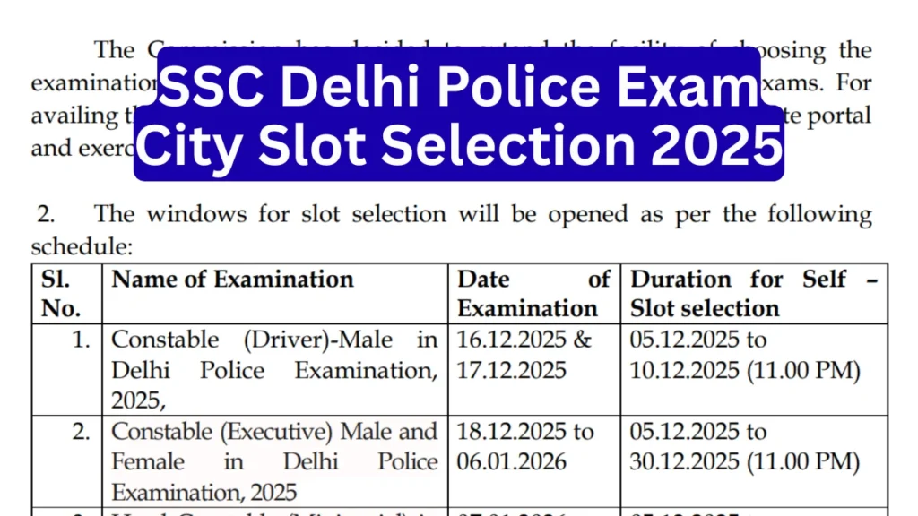 SSC Delhi Police Exam City Slot Selection 2025 Link Active, Exam Dates Out @ssc.gov.in, Check Schedule 1 SSC Delhi Police Exam City Slot Selection 2025