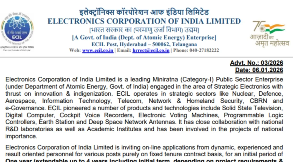 ECIL Recruitment 2026 Notification Out for Technician, Supervisor & Project Engineer Posts 1 ECIL Recruitment 2026 Notification Out for Technician, Supervisor & Project Engineer Posts